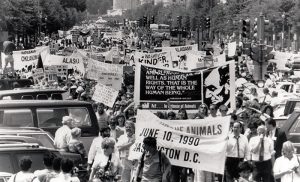 Tom Regan led the March for Animals, 1990